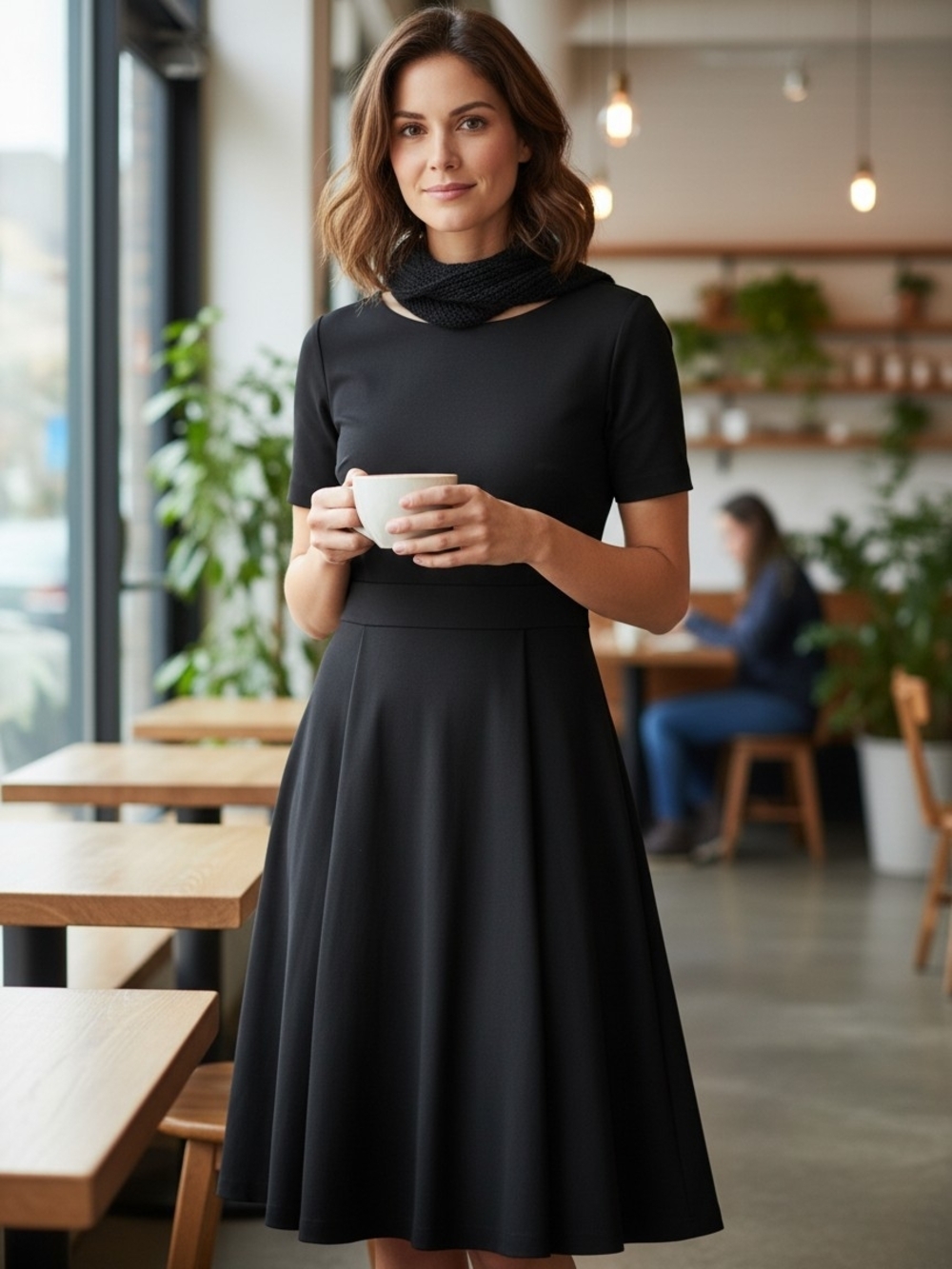 Anne Klein Black A-Line Midi Dress